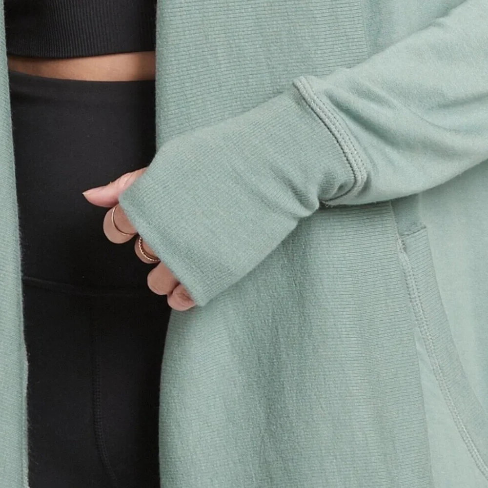 Athleta Nirvana Pranayama Minimalistic Mint Green Wrap Tencel Modal Cardigan - Picture 4 of 13